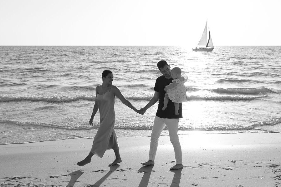 Coordinated beach-inspired outfits for Naples beach session