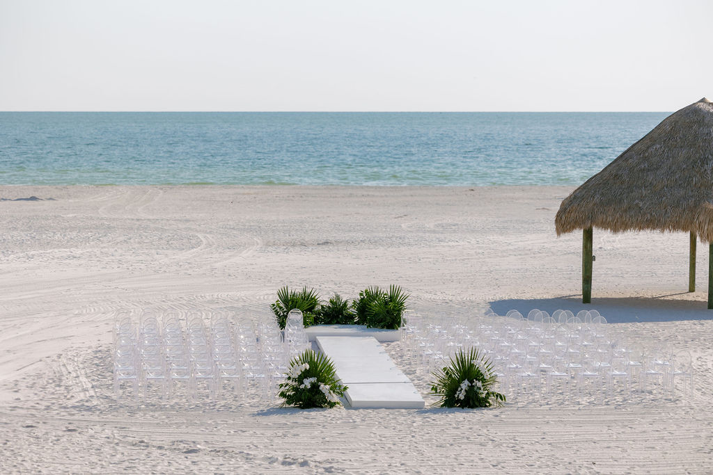 Beachfront ceremony set up at one of the most beautiful wedding venues in Naples Florida, JW Marriott Marco Island
