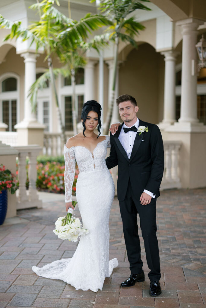 Wedding portraits in the gardens at Club at the Strand Naples FL by Veronica Costa Photography